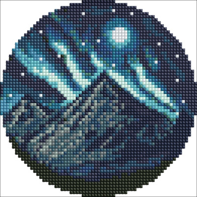 Алмазна мозаїка на круглому підрамнику "Нічне сяйво" AM-R7916 з АВ стразами d19см