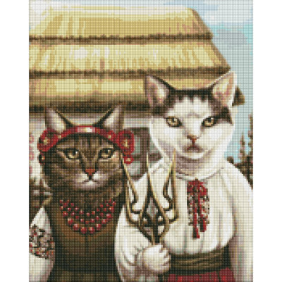 Алмазна мозаїка "Котяча готика" ©art.irina.pass AMO7453 Ідейка 40х50 см