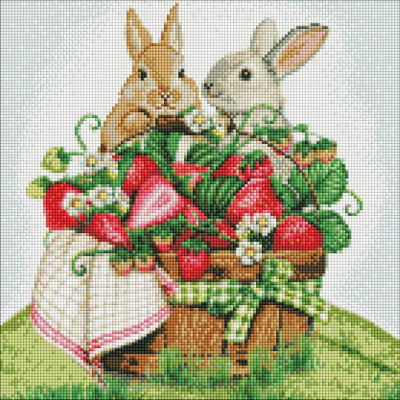 Алмазна мозаїка "Кролики на пікніку"  AMO7562 40х40 см Ідейка