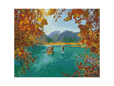 Алмазна мозаїка "Прогулянка гірським озером" DBS1017 Brushme 40х50 см