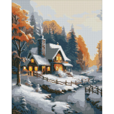 Алмазна мозаїка "Зимовий будиночок" ©art_selena_ua AMO7831, 40х50см