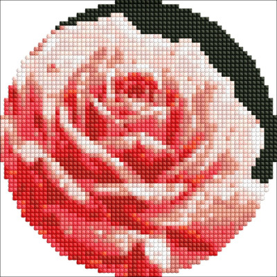 Алмазна мозаїка на круглому підрамнику "Досконала троянда" AM-R7919 з АВ стразами d19см