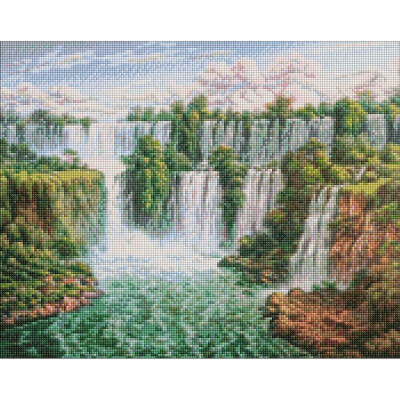 Алмазна мозаїка "Живописний водоспад" ©Сергій Лобач Ідейка AMO7278 40х50 см