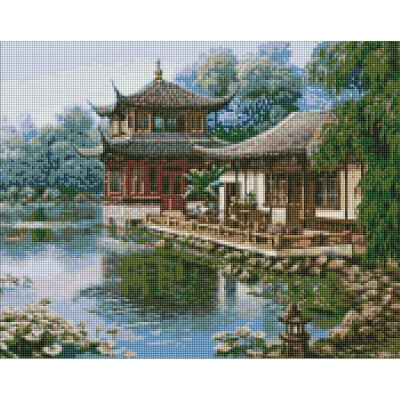 Алмазна мозаїка "Китайський будиночок" ©Сергій Лобач Ідейка AMO7342 40х50 см