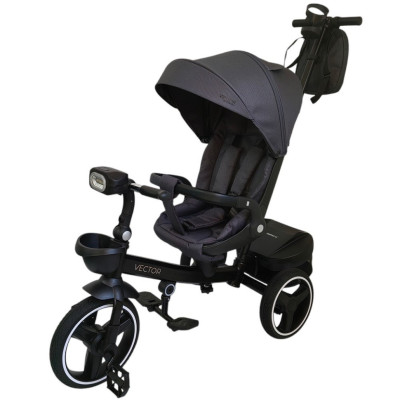 Дитячий триколісний велосипед VECTOR ME 1162-1 Dark Gray з батьківською ручкою