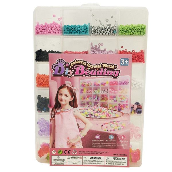 Дитячий набір бісеру для створення прикрас 610-34 ножиці волосінь у комплекті Дитячий набір бісеру для створення прикрас 610-34 ножиці волосінь у комплекті