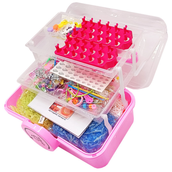 Дитячий набір для плетіння браслетів "Loom" 16202(Pink) в чемодані Дитячий набір для плетіння браслетів "Loom" 16202(Pink) в чемодані