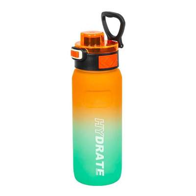 Пляшка для води 2501-SP(Orange-Turquoise) з поильником та кнопкою 800 мл
