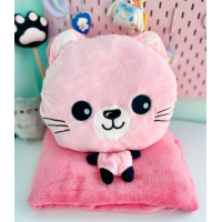 Дитяча м'яка іграшка "Кішечка" L1128(Pink) іграшка з пледом розмір 40 см