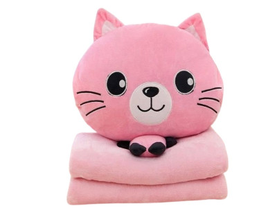 Дитяча м'яка іграшка "Кішечка" L1128(Pink) іграшка з пледом розмір 40 см