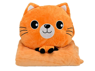 Дитяча мяка іграшка "Кішечка" L1128(Peach) іграшка з пледом розмір 40 см