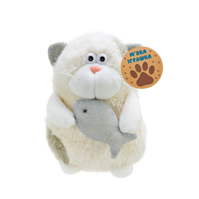 Дитяча мяка іграшка "Кумедний кіт" C6302 з рибкою розмір 20 см