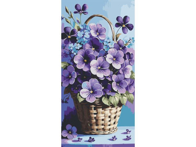 Картина за номерами ArtCraft Фіалки в кошику 40х80 см (13089-AC)