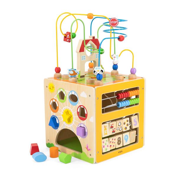 Бізікуб дерев'яний Viga Toys 5 в 1 (44591) Бізікуб дерев'яний Viga Toys 5 в 1 (44591)