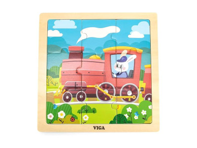 Дерев'яний пазл Viga Toys Паровозик із зайчиком 9 ел. (44631) Дерев'яний пазл Viga Toys Паровозик із зайчиком 9 ел. (44631)