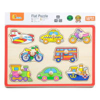 Дерев'яна рамка-вкладиш Viga Toys Кольоровий транспорт (50016)