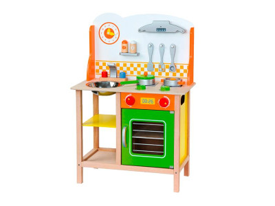 Дитяча кухня Viga Toys з дерева з посудом (50957FSC)