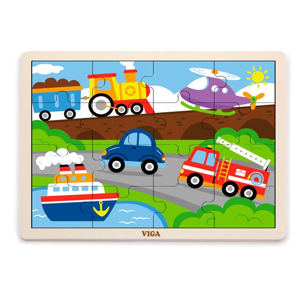 Дерев'яний пазл Viga Toys Транспорт, 16 ел. (51456)