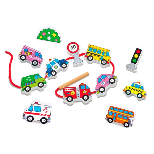 Деревяна шнурівка Viga Toys Автотранспорт (59851)