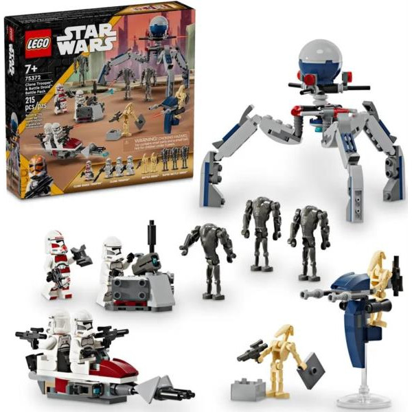 Конструктор LEGO Star Wars Клони-піхотинці й Бойовий дроїд, бойовий набір 215 деталей (75372) Конструктор LEGO Star Wars Клони-піхотинці й Бойовий дроїд, бойовий набір 215 деталей (75372)