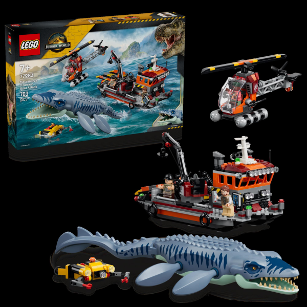 Конструктор LEGO® Jurassic World Напад мозазавра на човен Іграшка (77983) Конструктор LEGO® Jurassic World Напад мозазавра на човен Іграшка (77983)