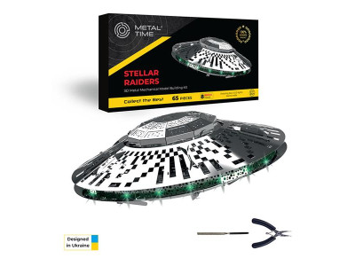 Колекційна модель-конструктор Metal Time Stellar Raiders НЛО з інопланетянами механічне (MT051)