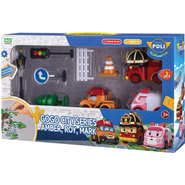 Ігровий набір Robocar Poli GoGo Міська серія Ембер, Рой, Марк (ZR-913) Ігровий набір Robocar Poli GoGo Міська серія Ембер, Рой, Марк (ZR-913)