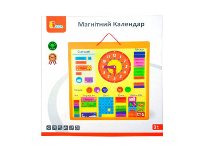 Магнітний календар Viga Toys із годинником українською мовою (50377U)