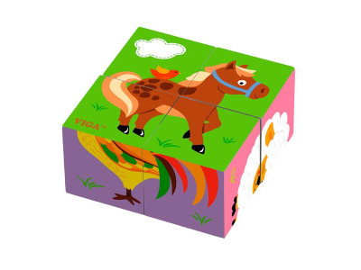 Дерев'яні кубики-пазл Viga Toys Фермерські звірята (50835) Дерев'яні кубики-пазл Viga Toys Фермерські звірята (50835)