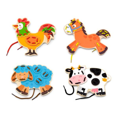 Деревяна шнурівка Viga Toys Фермерські звірята (51325)