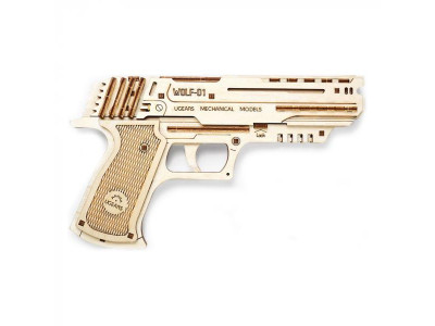 Дерев'яний механічний 3D конструктор Ugears Пістолет Вольф-01 (70047)