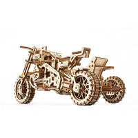Дерев'яний механічний 3D конструктор Ugears Мотоцикл Scramber з коляскою (70137) Дерев'яний механічний 3D конструктор Ugears Мотоцикл Scramber з коляскою (70137)