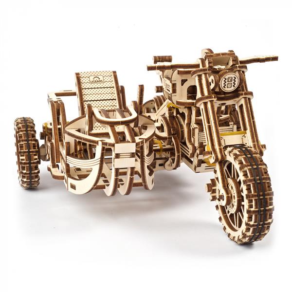 Дерев'яний механічний 3D конструктор Ugears Мотоцикл Scramber з коляскою (70137) Дерев'яний механічний 3D конструктор Ugears Мотоцикл Scramber з коляскою (70137)