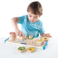 Дерев'яна логічна пірамідка Guidecraft Manipulatives Фігури на різьбі (G6901) Дерев'яна логічна пірамідка Guidecraft Manipulatives Фігури на різьбі (G6901)