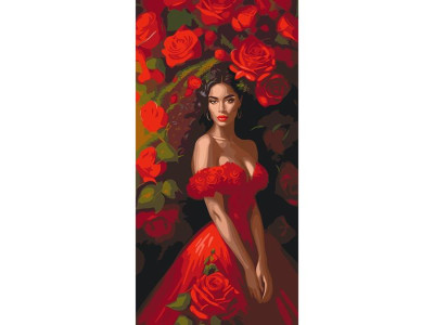 Картина за номерами ArtCraft Спокуса в червоному 40х80 см (10145-AC)