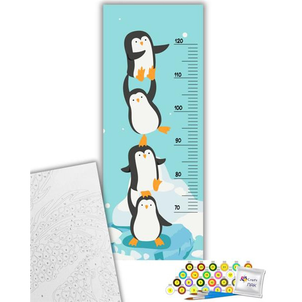 Ростомір-картина за номерами ArtCraft Пінгвінчики 30х80 см (15128-AC)
