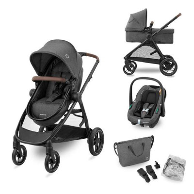 Універсальна коляска 3 в 1 Maxi-Cosi Zelia S Trio з автокріслом CabrioFix S i-Size та сумкою темно-сірий (1996551110)