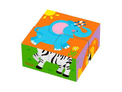 Дерев'яні кубики-пазл Viga Toys Звірята (50836) Дерев'яні кубики-пазл Viga Toys Звірята (50836)