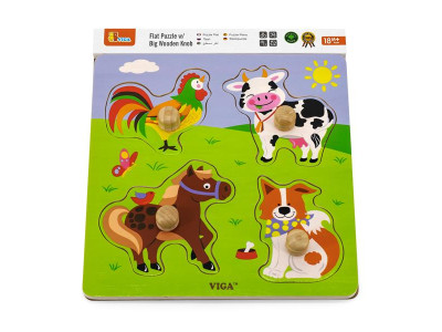 Дерев'яна рамка-вкладиш Viga Toys Звірята на фермі (50839)