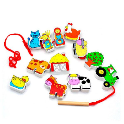Деревяна шнурівка Viga Toys Ферма (59548)