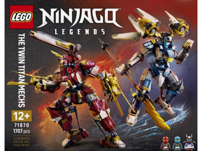 Конструктор LEGO® NINJAGO® Близнюки роботи-Титани Фігурки, 1707 деталей (71870)Конструктор LEGO® NINJAGO® Битва біля черепа Дракона з мечем, 1016 детлей (71871)
