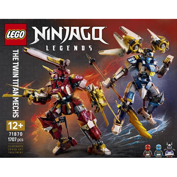 Конструктор LEGO® NINJAGO® Близнюки роботи-Титани Фігурки, 1707 деталей (71870)Конструктор LEGO® NINJAGO® Битва біля черепа Дракона з мечем, 1016 детлей (71871)