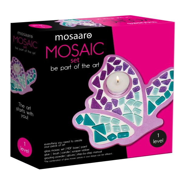 Набір для скляної мозаїки Mosaaro Підсвічник Метелик (MA1004) Набір для скляної мозаїки Mosaaro Підсвічник Метелик (MA1004)