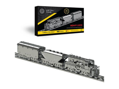 Колекційна модель-конструктор Metal Time Heavy Loco Вантажний карго-поїзд механічний (MT023)