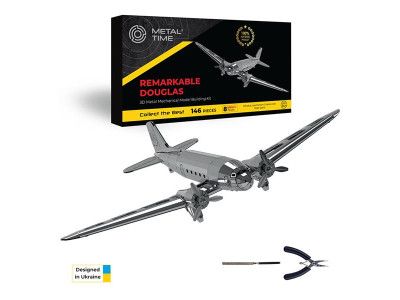Колекційна модель-конструктор Metal Time Remarkable Douglas Літак DC-3 механічний (MT057)