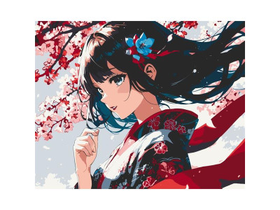 Картина за номерами ArtCraft Дівчина з сакурою 40х50 см (16107-AC)