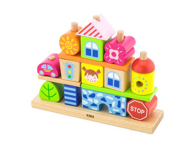 Дерев'яна пірамідка Viga Toys Городок (50043)