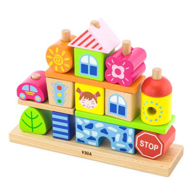 Дерев'яна пірамідка Viga Toys Городок (50043) Дерев'яна пірамідка Viga Toys Городок (50043)