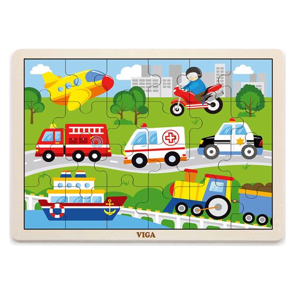 Дерев'яний пазл Viga Toys Транспорт 24 ел. (51462) Дерев'яний пазл Viga Toys Транспорт 24 ел. (51462)