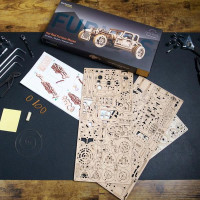 Дерев'яний механічний 3D конструктор Ugears Хот Род Люта миша (70192)